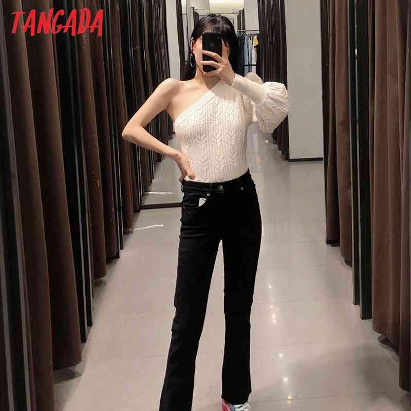 Women Fashion Beige Twist Knitted Sweater Jumper Off Shoulder Pullovers Chic Tops BE435 210416