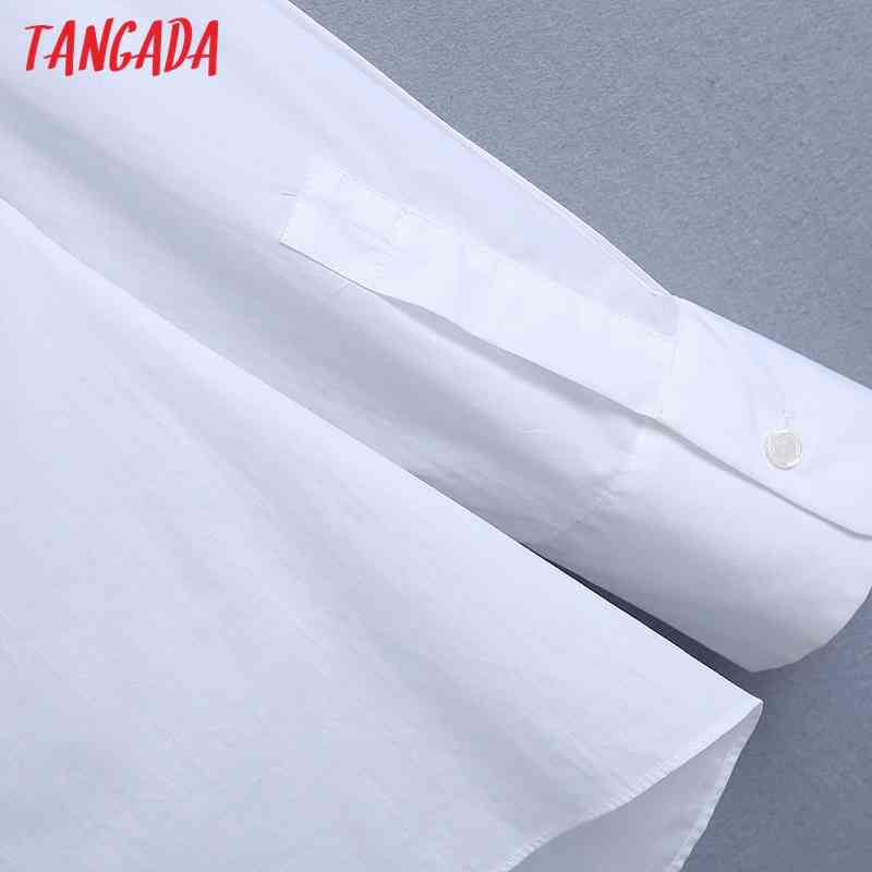 Women Fashion Pleated Asymmetry White Blouses Vintage Long Sleeve Button-up Female Shirts Blusas Chic Tops BE474 210416