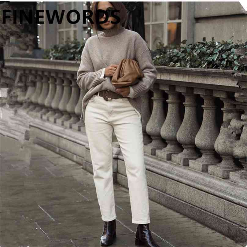 FIORDS Autumn Korean Apricot Harem Boyfriend Jeans Women Plus Size Beige Vintage Casual Wide Leg Boot Cut Denim Pants 210922