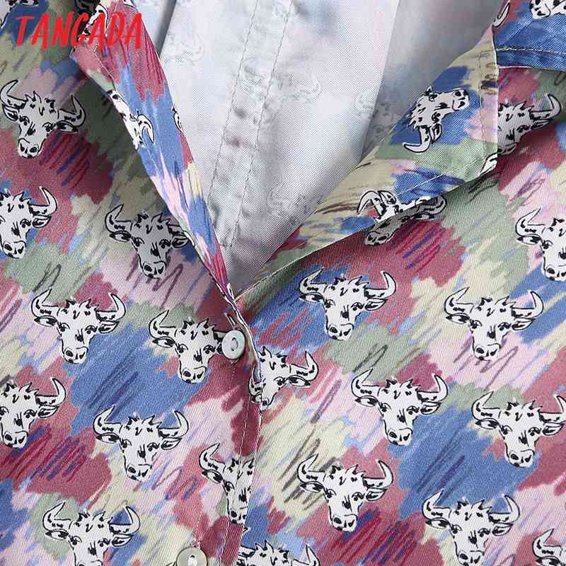 Women Retro Animal Print Blouse Long Sleeve Chic Female Crop Shirt Tops BE446 210416