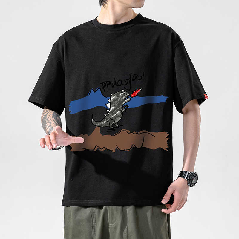 LIFENWENNA Loose Fit T Shirt Men Men's T-shirt Printed Cotton Summer Short Sleeve O-Neck Tees Male Fashion Hip Hop T Shirts 210528