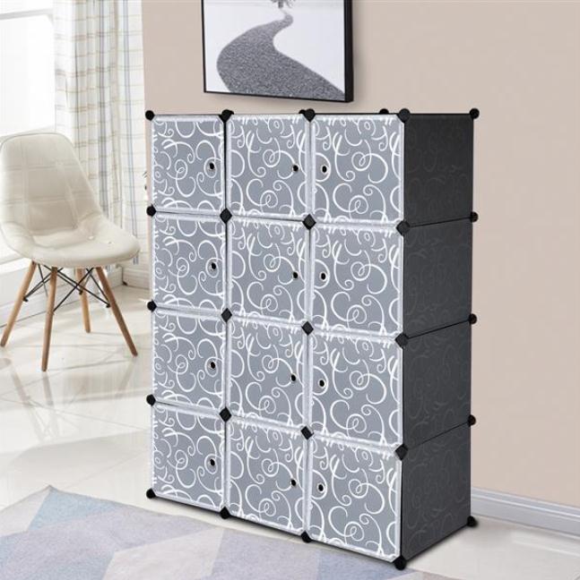 2022 Boxes & Bins Cube Storage 12-Cube Closet Shelves Organizer DIY Cabinet with Door