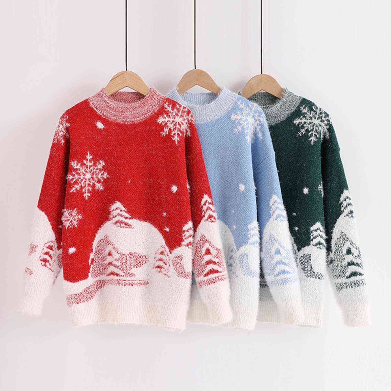 Women Sweater Christmas Snowdrift Pattern Round Neck Long Sleeve Knitted Sweater Autumn Winter Fashion Loose Knitwear Pullovers Y1110, Green
Women Sweater Christmas Snowdrift Pattern Round Neck Long Sleeve Knitted Sweater Autumn Winter Fashion Loose Knitwear Pullovers Y1110, Green