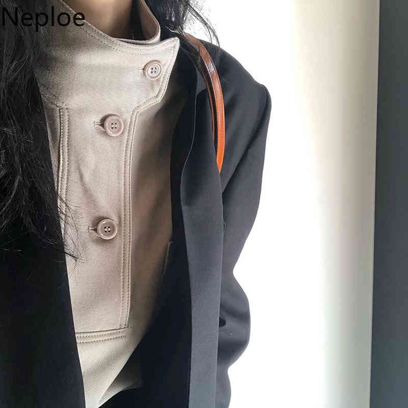 Neploe Spring Autumn Blouses Women Koean Chic Shirts Stand Neck Buttons Casual Blusas Female Long Sleeve Casual Blouse Tops 210422