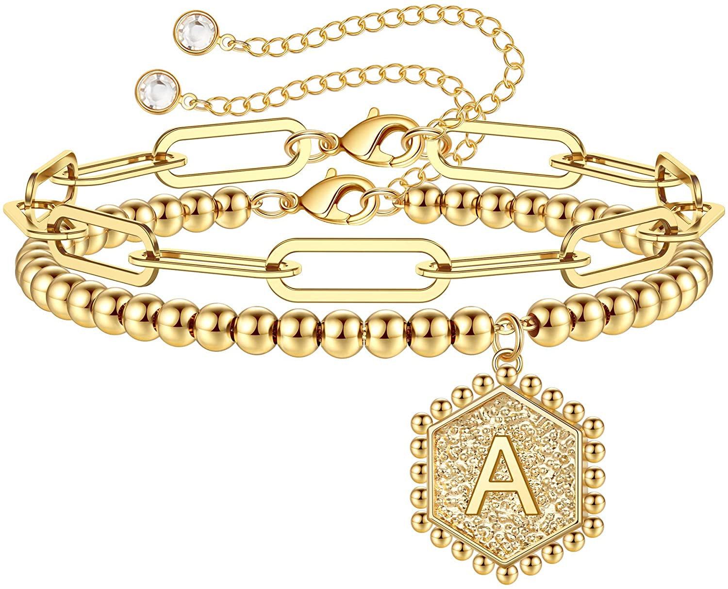 Dainty Gold Bracelets for Women Initial Charm Beaded Bracelet Paperclip Link Chain Hypoallergenic Layered Jewelry Teen Girls Gifts
Dainty Gold Bracelets for Women Initial Charm Beaded Bracelet Paperclip Link Chain Hypoallergenic Layered Jewelry Teen Girls Gifts