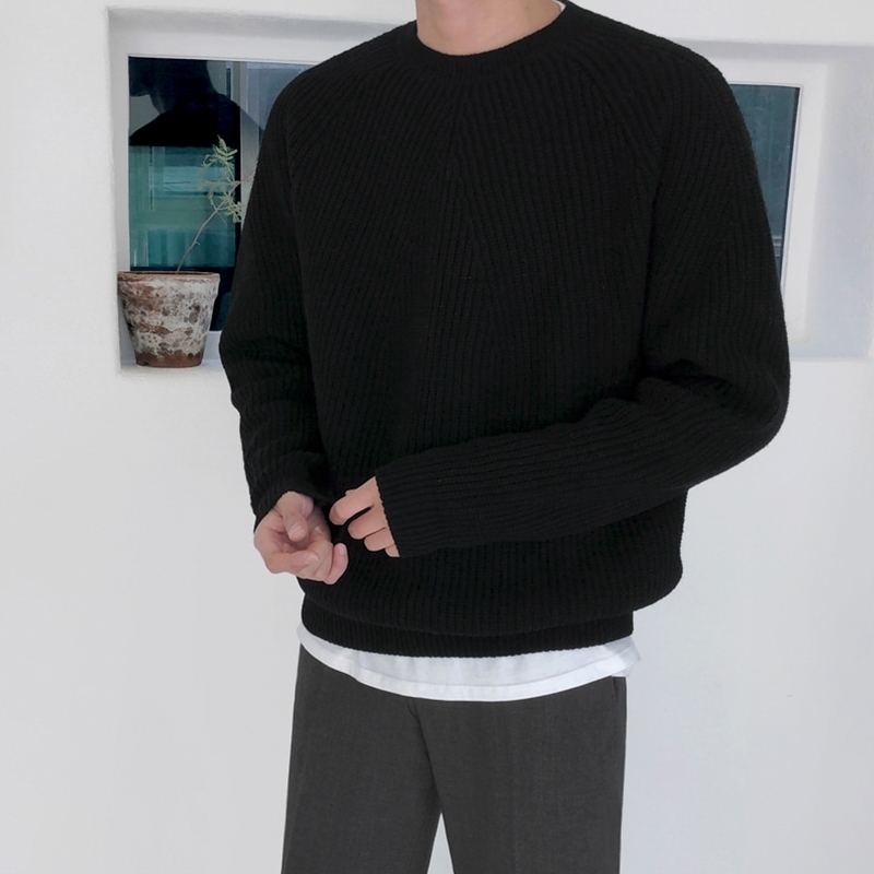 IEFB Korean vintage fashion sweater men's autumn winter thickened loose round collar trend Pullover kintwear casual tops 9Y4565 210524