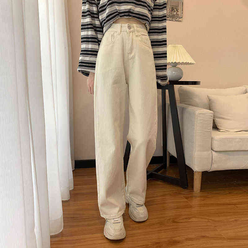 Straight Leg Jeans For Women High Waist Stretch Denim Trousers Mom Jean Baggy Pants Casual Comfort Oversize 211129