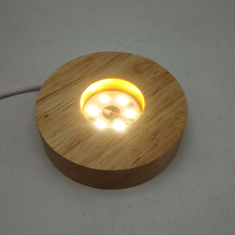 Wooden 3D Night Light Round Base Holder LED Display Stand for Crystals Glass Ball Illumination Lighting Accessories