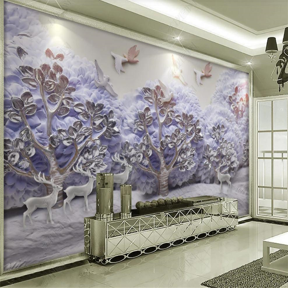 Modern 3d wallpaper simple and elegant dream forest three-dimensional relief background wall decorative painting, Purple
Modern 3d wallpaper simple and elegant dream forest three-dimensional relief background wall decorative painting, Purple