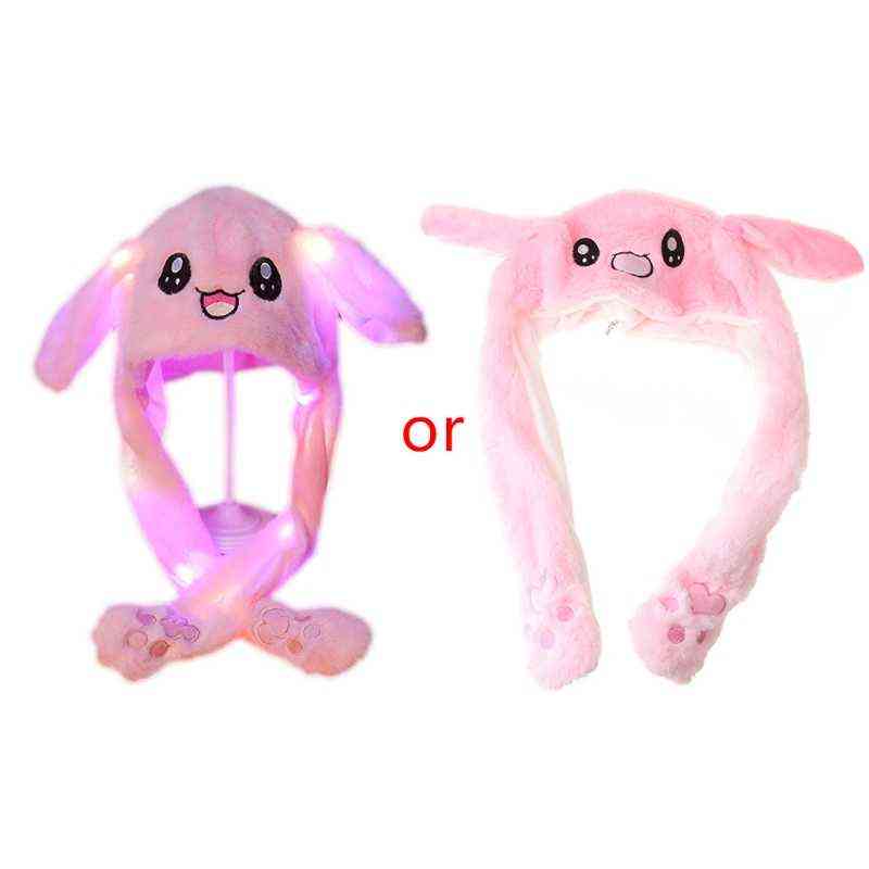 Light Up Plush Animal Hat with Moving Ears Cartoon Bunny Panda LED Earflap Cap X5XA Y21111