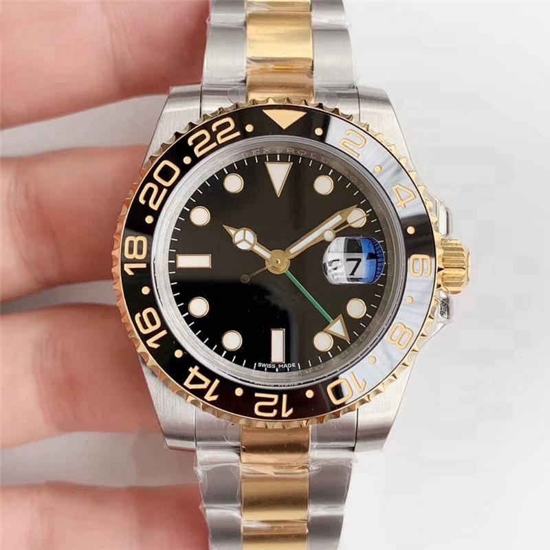 2021 Luxury watch Model Ceramic Bezel Stainless Steel Strap GMT II Cerachrom Black surface 40mm Automatic Gold silver men Watches Green box
2021 Luxury watch Model Ceramic Bezel Stainless Steel Strap GMT II Cerachrom Black surface 40mm Automatic Gold silver men Watches Green box