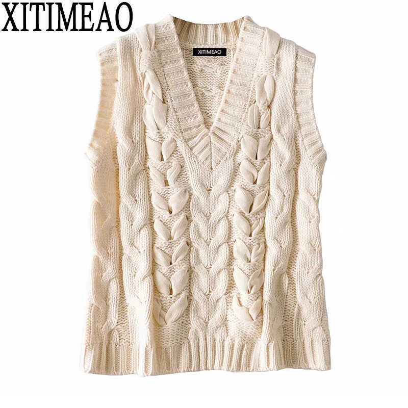 ZA Women Chic Fashion Cross Lace-up Knitted Vest Sweater Vintage V Neck Sleeveless Female Waistcoat Chic Tops 210602, As picture
ZA Women Chic Fashion Cross Lace-up Knitted Vest Sweater Vintage V Neck Sleeveless Female Waistcoat Chic Tops 210602, As picture