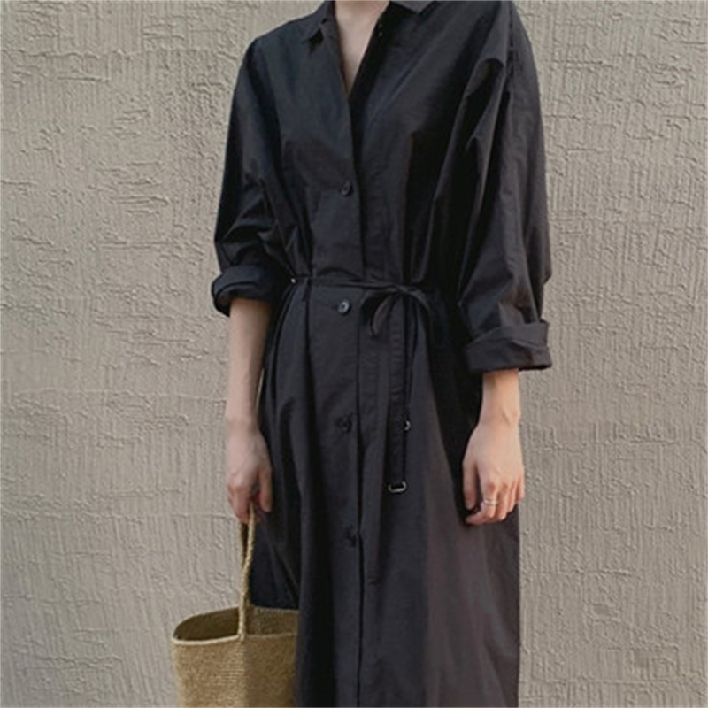 Autumn Long Trench Coat For Women Thin Button Up Coats And Jackets Windbreaker Duster Cardigan Korean Fashion 210427