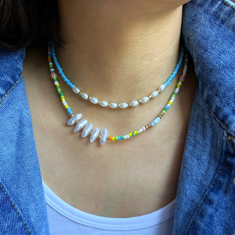 Chokers Simulated Pearl Boho Handmade Diy Rice Bead Necklace Choker Clavicular Chain Colorful Female Beach Collier Femme Jewelry
Chokers Simulated Pearl Boho Handmade Diy Rice Bead Necklace Choker Clavicular Chain Colorful Female Beach Collier Femme Jewelry