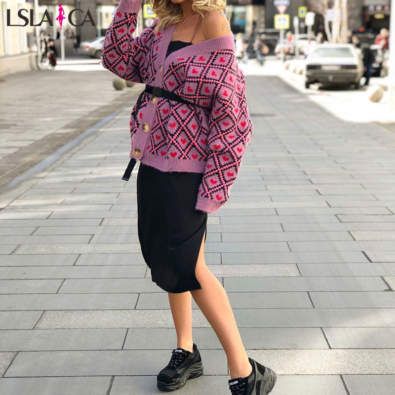 Love pattern knit cardigan temperament commuting threshold four buttons decorative women's sweater bottoming shirt Vestidos 210515