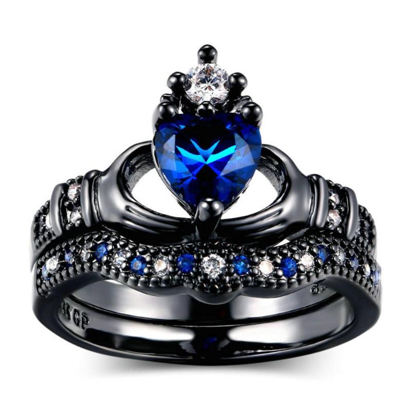 Cluster Rings Sapphire Gemstones Claddagh Sets For Women Zircon Diamonds Heart Blue Crystal Black Jewelry Bijoux Fanshion Gifts
Cluster Rings Sapphire Gemstones Claddagh Sets For Women Zircon Diamonds Heart Blue Crystal Black Jewelry Bijoux Fanshion Gifts