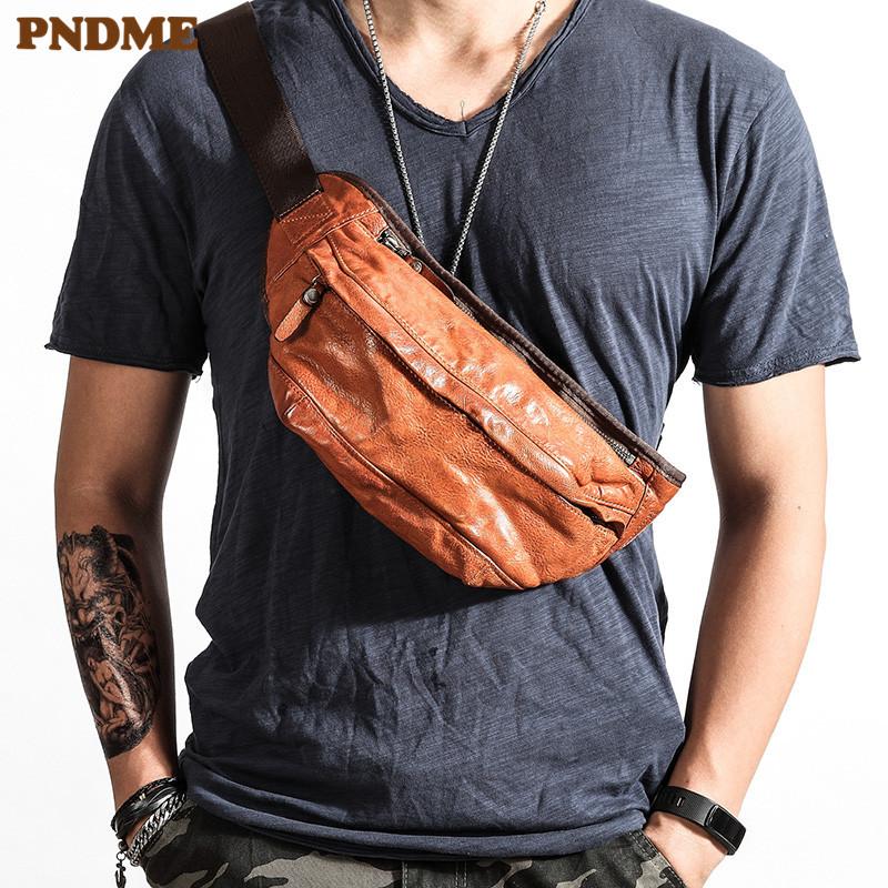 Waist Bags PNDME Personality Trend High Quality Genuine Leather Men's Chest Bag Vintage Soft Cowhide Luxury Teens Pack Messenger
Waist Bags PNDME Personality Trend High Quality Genuine Leather Men's Chest Bag Vintage Soft Cowhide Luxury Teens Pack Messenger