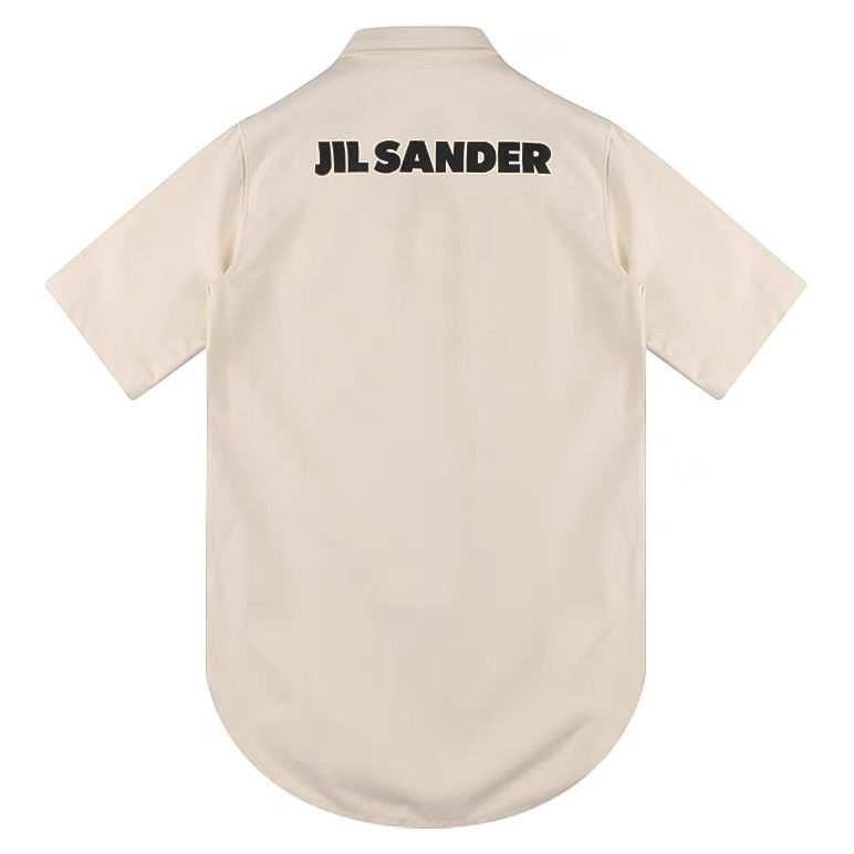 Men's and women's cotton jil pocket sander simple tooling lapel printed letter buttons on the back half-sleeved loose shirt jackets, White
Men's and women's cotton jil pocket sander simple tooling lapel printed letter buttons on the back half-sleeved loose shirt jackets, White