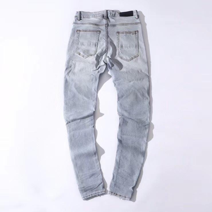 Men Skinny MX1 Distressed Pu Leather Patch Blue Jeans Men's