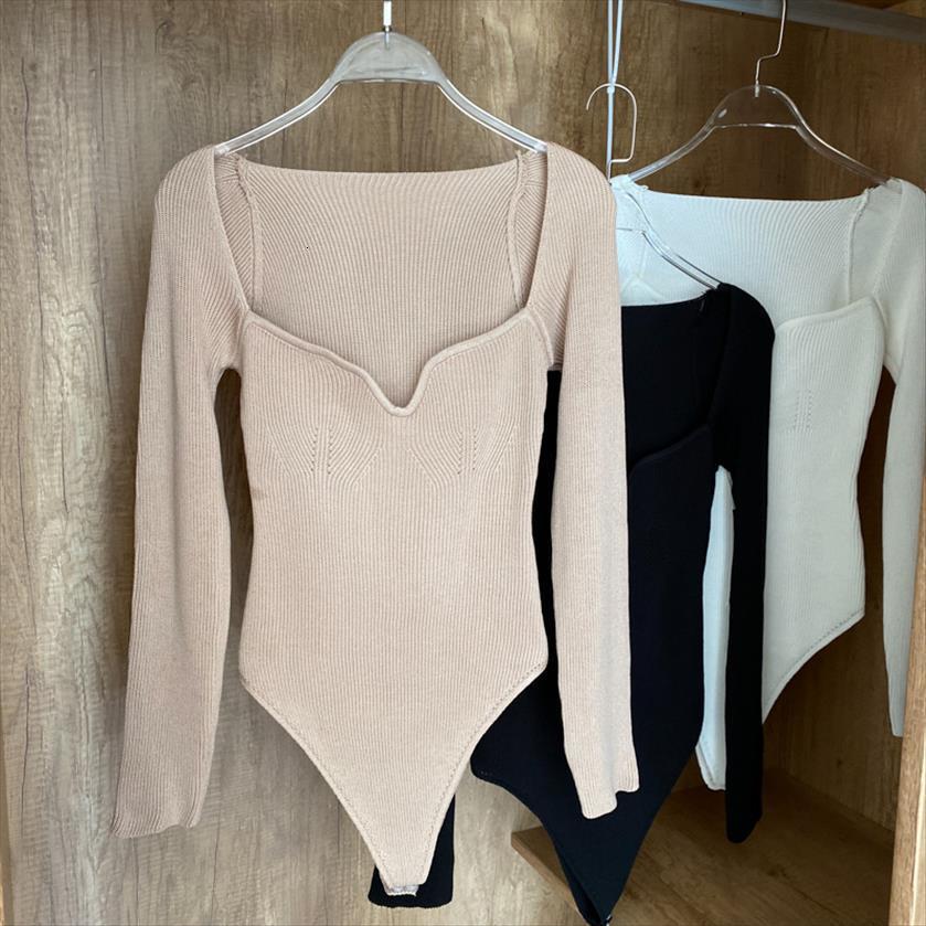 spring autumn fashion clothes solid womens jumpsuits low cut square collar full sleeve knitted playsuit chic pullover, Black;white
spring autumn fashion clothes solid womens jumpsuits low cut square collar full sleeve knitted playsuit chic pullover, Black;white