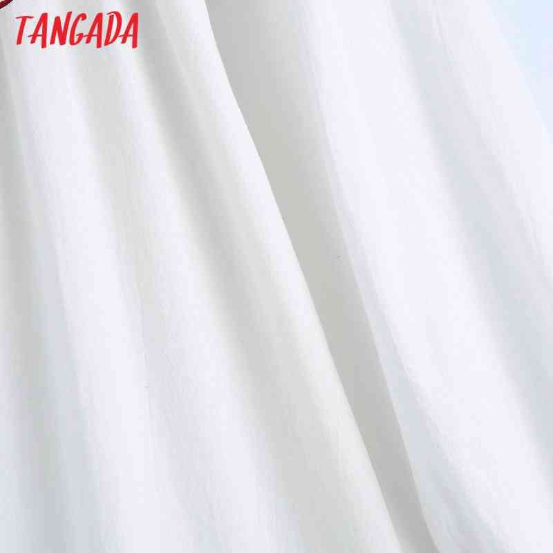 Women Embroidery Romantic Dress Ruffles Long Sleeve Females Midi Dresses Vestidos 6Z67 210416