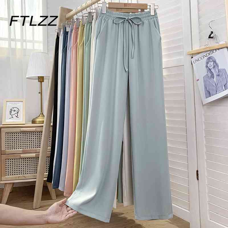 Summer Chiffon Pants Korean Women High Waist Casual Wide Leg Woman Streetwear Baggy Bottoms Sweatpants 210602, Blue
Summer Chiffon Pants Korean Women High Waist Casual Wide Leg Woman Streetwear Baggy Bottoms Sweatpants 210602, Blue