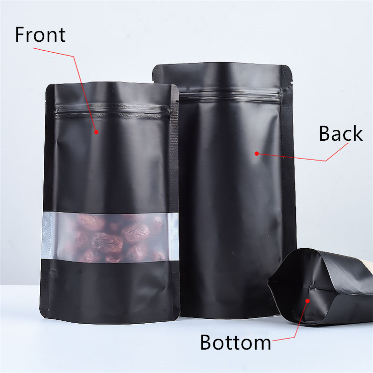 Matte Stand up Aluminum Foil Window Zp Lock Gift Bags Frosted Display Resealable Coffee Corn Cereals Snack Powder Nuts Meat Heat Sealing Packaging Pou