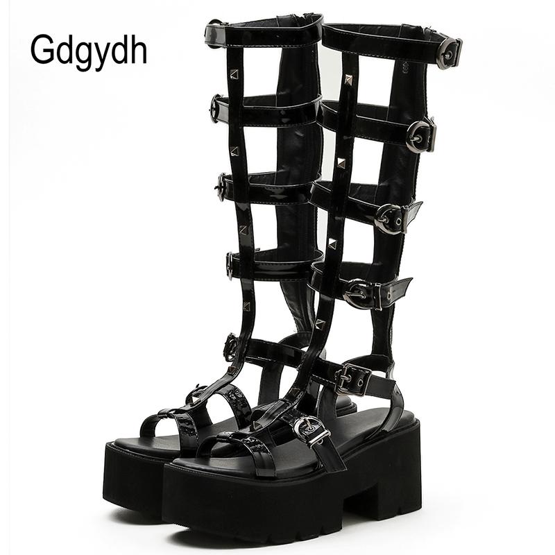 Sandals Gdgydh Gladiator Women Black Comfy Walking Chunky Heels Gothic Style Platform Summer Shoes Patent Leather
Sandals Gdgydh Gladiator Women Black Comfy Walking Chunky Heels Gothic Style Platform Summer Shoes Patent Leather
