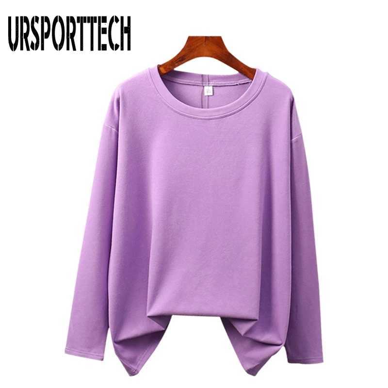 Autumn Spring Women T Shirt Oversize 100% Cotton T-shirt Long Sleeve Plus Size Women Tshirts High Quality Oversized Korean Tops 210528