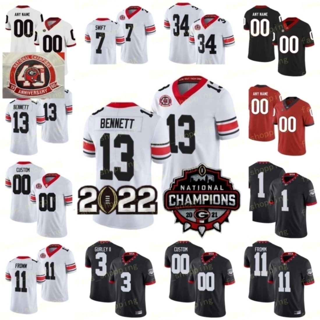 

Brock Bowers 2022 Custom NCAA Georgia Bulldogs UGA Football Jersey Nationals Champion Lewis Cine Stetson Bennett IV George Pickens White Kendall Milton Ringo Wear, As