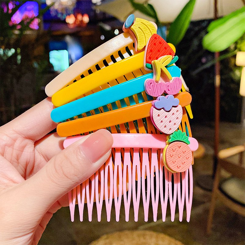 5pcs/set Kids Cute Hair Clips Side Bangs comb Fix Fringe Barrette Makeup Washing Face Accessories Women Girls Styling Hairpins 0394