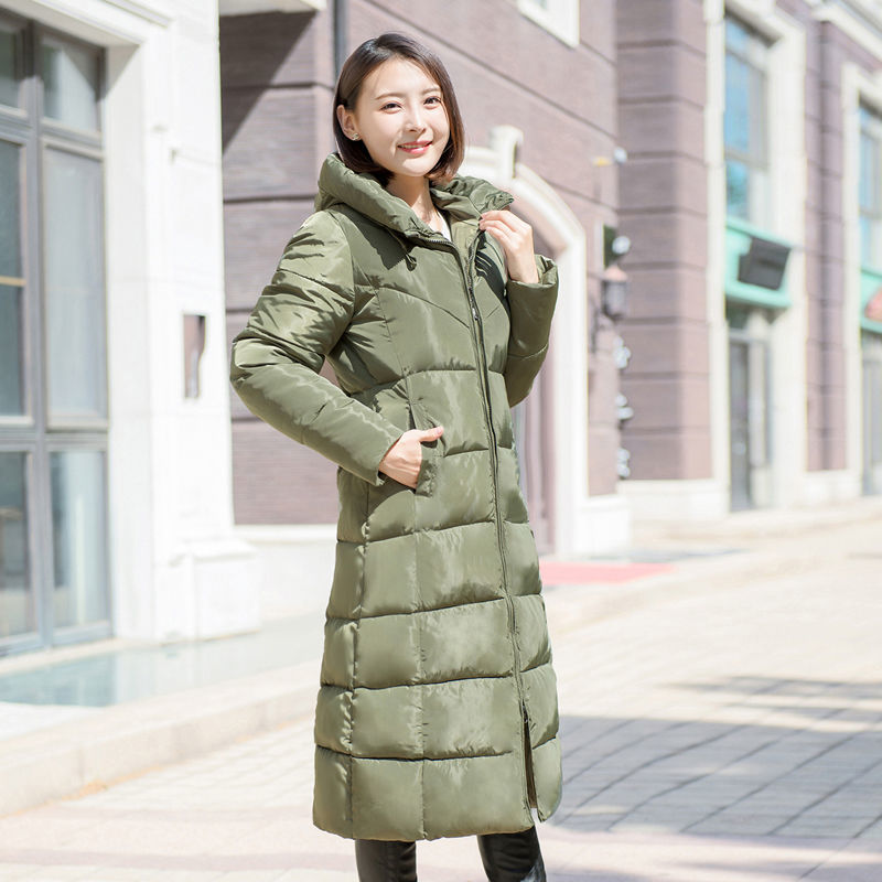 Winter Women Slim Warm Parkas Korea Fashion Thick Long Hooded Coat Female cotton-padded Plus Size Lady Jacket D251 210512