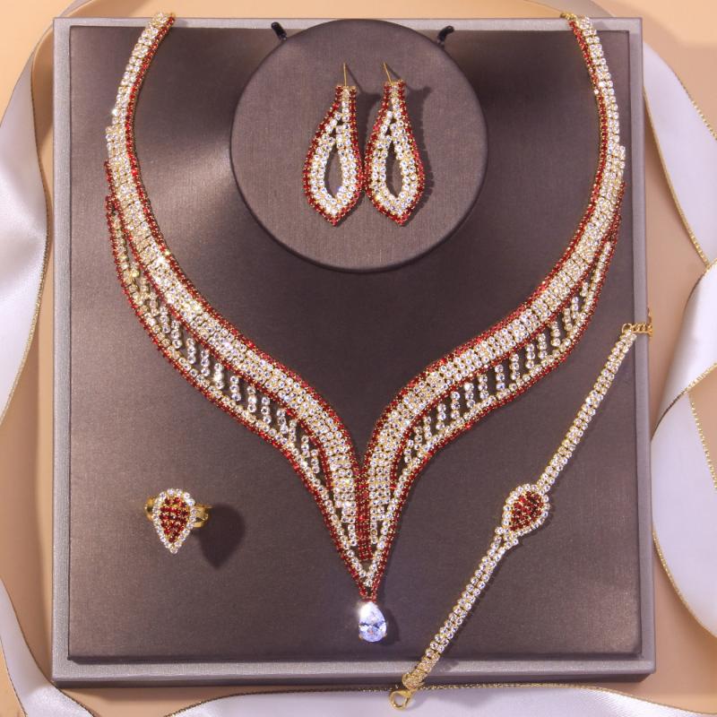 earrings & necklace fashion bridal jewelry 4-piece set water drop earring ornament female wedding accessories party banquet, Silver
earrings & necklace fashion bridal jewelry 4-piece set water drop earring ornament female wedding accessories party banquet, Silver