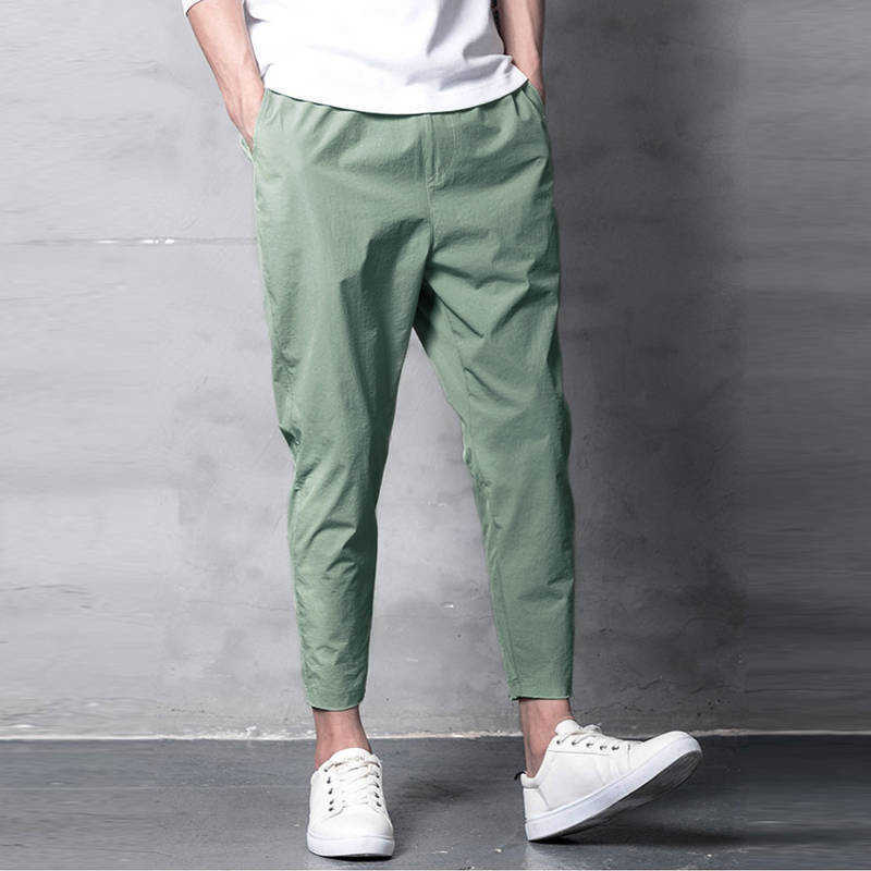 Men's Harem Pants Ankle Length 2020 Spring and Summer Stretch Pants Men Capri-Pants Korean Baggy Male Joggers Sweat Pants X0723