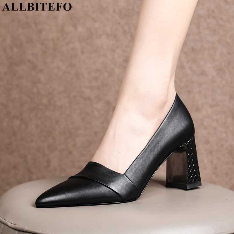 ALLBITEFO Size 33-42 Thick Heel Soft Genuine Leather High Heel Shoes Fashion street Walking Shoes Women Heels Shoes High Heels 210611, As picture
ALLBITEFO Size 33-42 Thick Heel Soft Genuine Leather High Heel Shoes Fashion street Walking Shoes Women Heels Shoes High Heels 210611, As picture