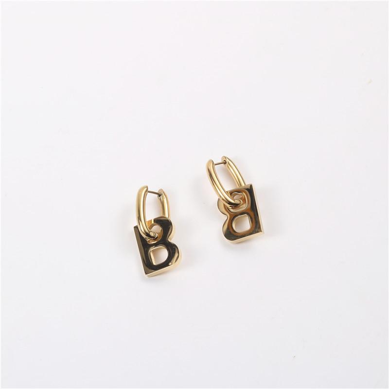 Hoop & Huggie Tarnish Free PVD Gold Finish Detachable Symple Letter Earring Stainless Steel Jewelry Wholesale