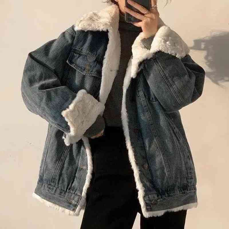 Women's Jackets thick case blue winter coat Korean style autumn wool denim jackets basic female snow NN5X, 1# shoe box
Women's Jackets thick case blue winter coat Korean style autumn wool denim jackets basic female snow NN5X, 1# shoe box