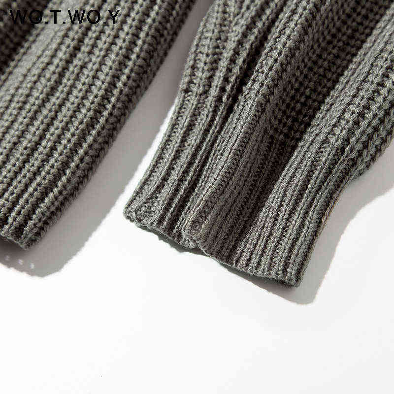WOTWOY Elegant Autumn Oversized Sweater Women Solid Loose Knitted Sweaters Women Long Sleeve Pullover Female Jumper Cashmere 211109