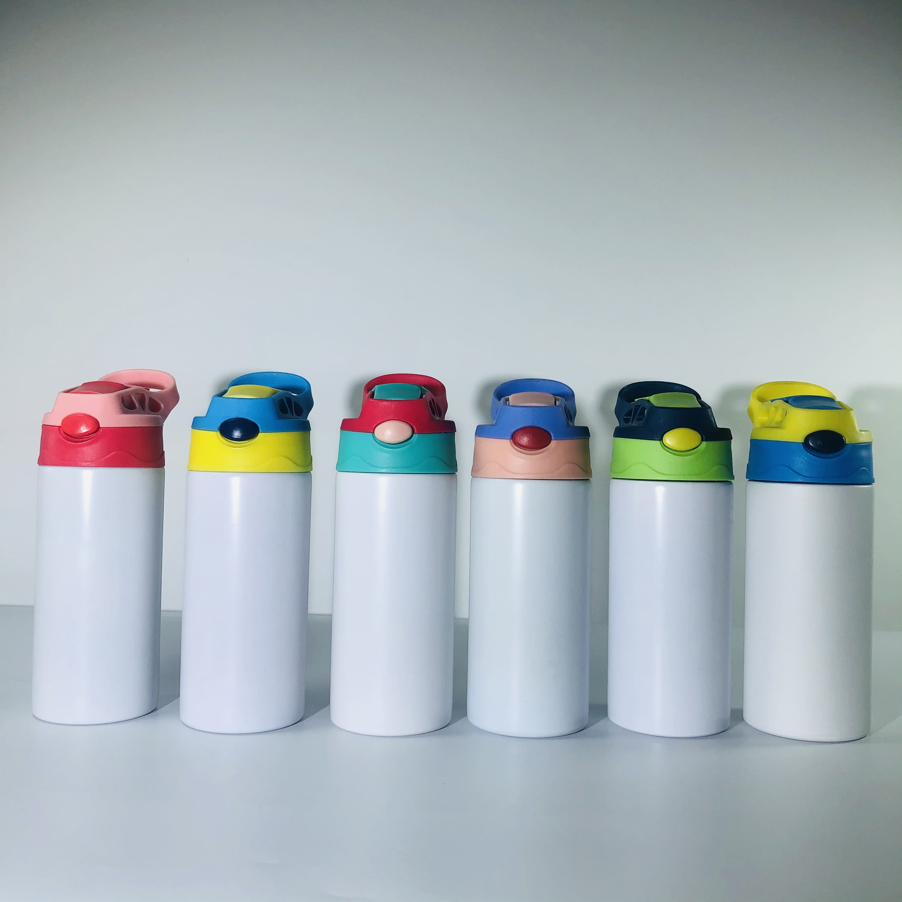 Local Warehouse!!sublimation 12oz kids water bottle straight sippy flip cup lid tumbler UV glow in the dark tumblers USA stock