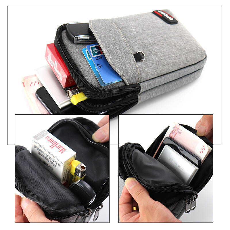 Multifunction Waterproof Oxford cloth Men mobile phone bag Shoulder Bags for man Waist packs with Belt Holder Coin Purse Pocket 210708