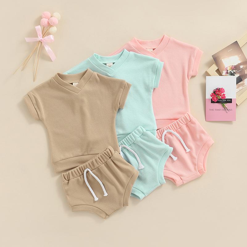 Clothing Sets 0-18M Toddler Born Baby Boys Girls Summer Clothes Solid Ribbed V-neck Short Sleeve T-shirts Drawstring Shorts Sport Outfits, White
Clothing Sets 0-18M Toddler Born Baby Boys Girls Summer Clothes Solid Ribbed V-neck Short Sleeve T-shirts Drawstring Shorts Sport Outfits, White