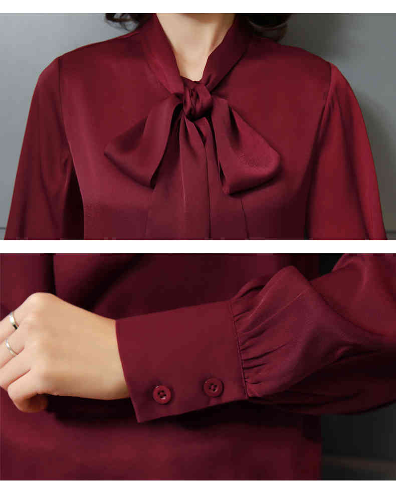 fashion woman blouses long sleeve bow collar office ladies plsu size women tops chiffon shirts 2198 50 210506