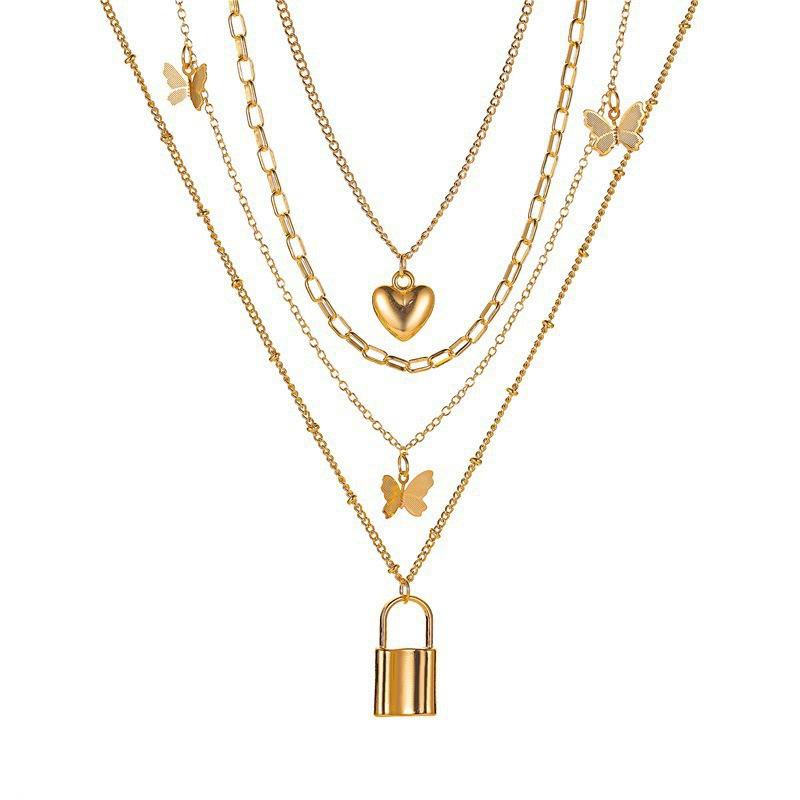 Pendant Necklaces Bohemian Vintage Butterfly Choker Necklace For Women Street Style Women's Neck Chain Lock Gold Color Unusual Jewelry, Silver
Pendant Necklaces Bohemian Vintage Butterfly Choker Necklace For Women Street Style Women's Neck Chain Lock Gold Color Unusual Jewelry, Silver
