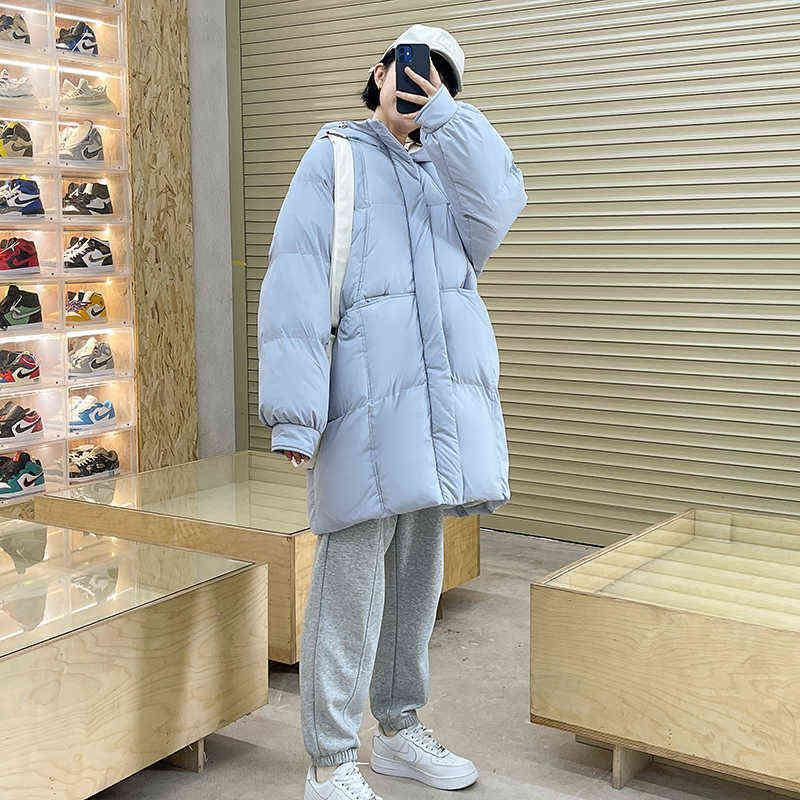 Women's Down Feather Jackets Coat Winter Baggy Thickening Warm Bubble Long Oversized Female Puffer Cotton Padded Jacket Outwear 211221
