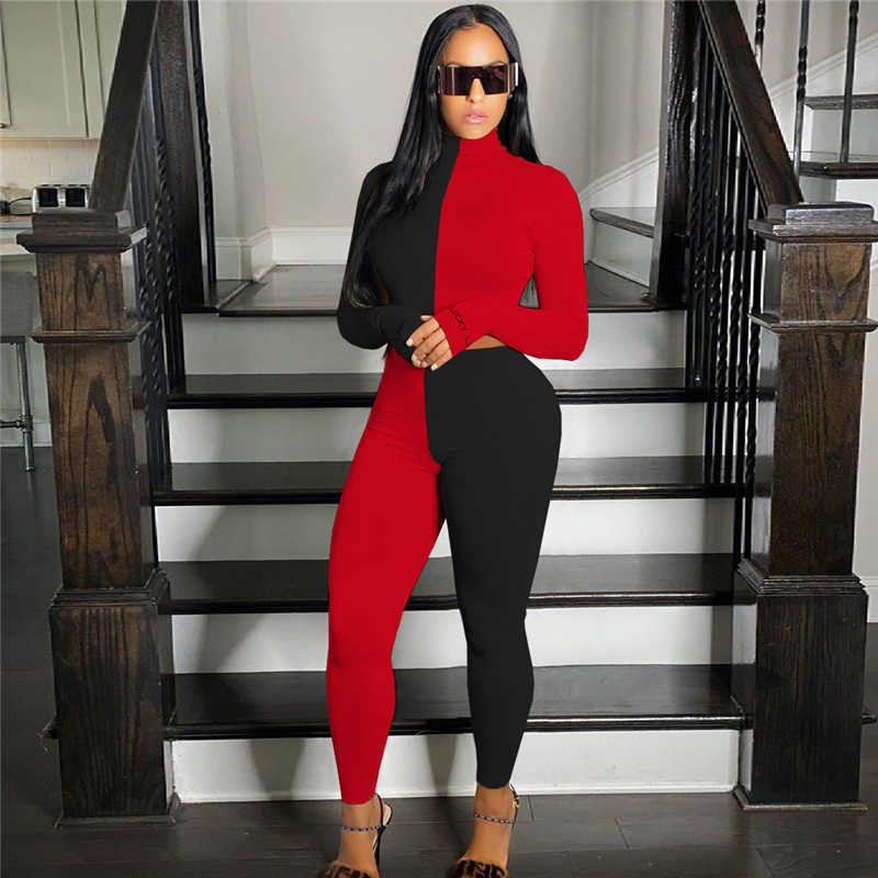 Plus size 2X Women fall winter clothing outfits panelled two piece set long sleeve sweatshirt crop top pants casual tracksuits