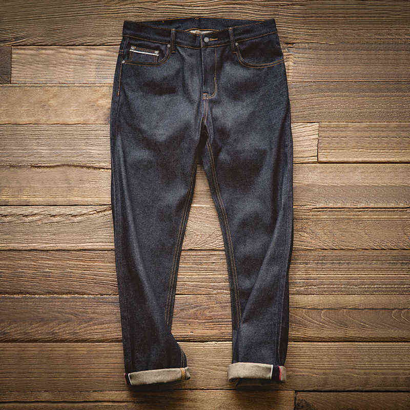 Maden Workwear Mens Blue Straight Jeans Sizes 28 To 38 Disposable Raw Woven Oversize Denim Jean Cotton Denim Pants Style 211120