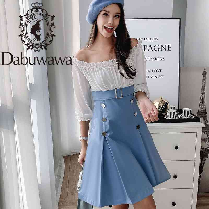 Dabuwawa White and Blue Patchwork A-Line Dress Women Autumn Sexy Slash Neck Short Sleeve Button Dresses Office Lady D18CDR067 210520
Dabuwawa White and Blue Patchwork A-Line Dress Women Autumn Sexy Slash Neck Short Sleeve Button Dresses Office Lady D18CDR067 210520