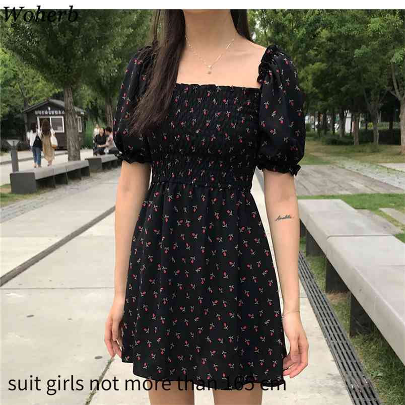 Sweet Floral Vestidos Puff Short Sleeve High Waist Elegant Chiffon Dress Summer Vintage Temperament Slim Fit Dresses 210519, Black
Sweet Floral Vestidos Puff Short Sleeve High Waist Elegant Chiffon Dress Summer Vintage Temperament Slim Fit Dresses 210519, Black