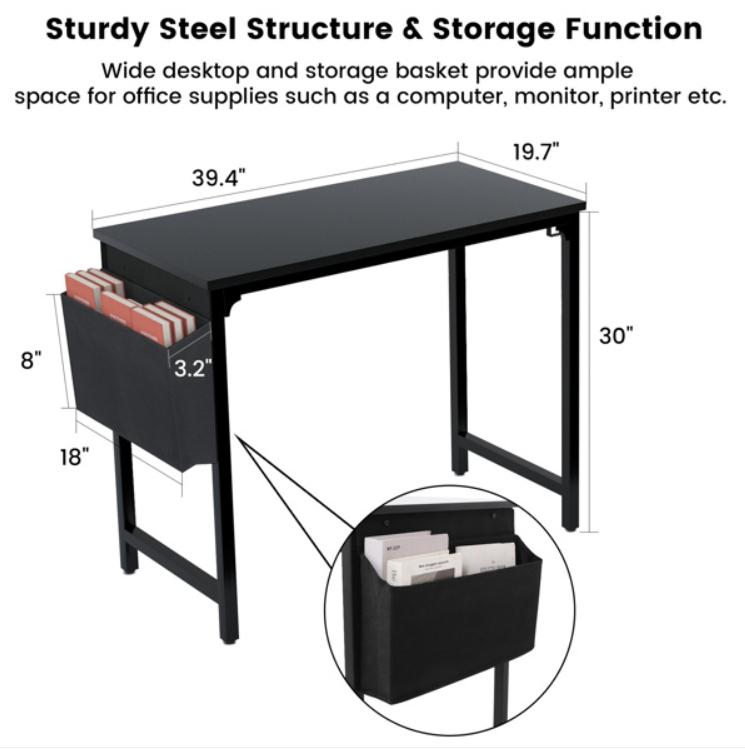 Fashion Wholesales Furniture FXW 40" Computer Table for Home Office Black Study Writing Small Desk