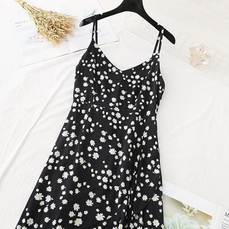 Summer Sleeveless spaghetti strap Dress Vintage Women Floral Print Chiffon Ruffles Dresses Lady Sexy Sling Long Dress 210521